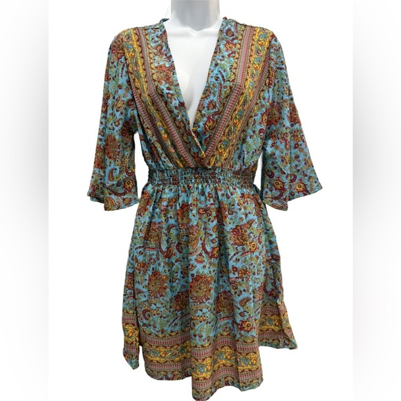 Zury Silk Bohemian Paisley Print Dress. S/M - Picture 1 of 8